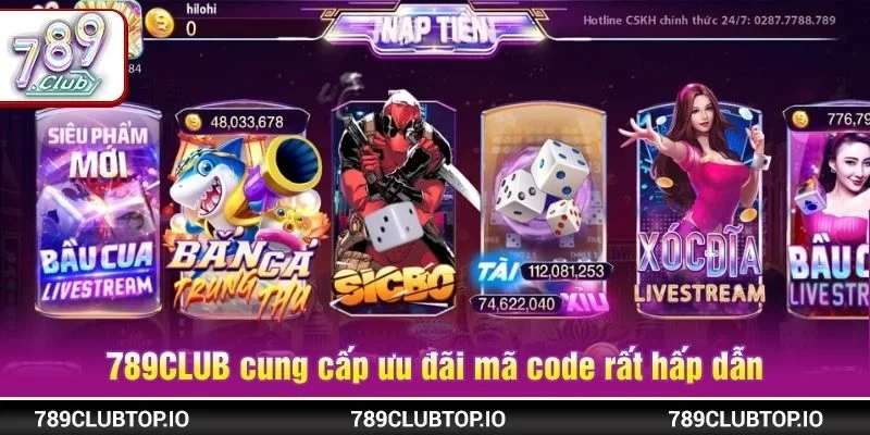 Cổng cược 789CLUB cung cấp chương trình ưu đãi mã code rất hấp dẫn