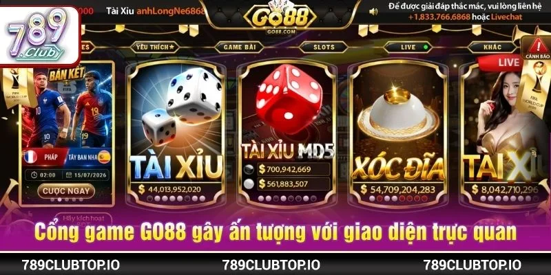 Cổng game GO88 gây ấn tượng với giao diện trực quan, bố cục khoa học