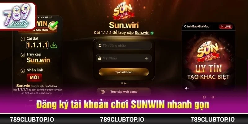 Đăng ký tài khoản chơi SUNWIN nhanh gọn chỉ vài thao tác
