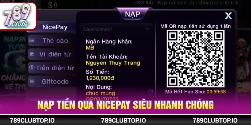 Nạp tiền qua NicePay siêu nhanh chóng