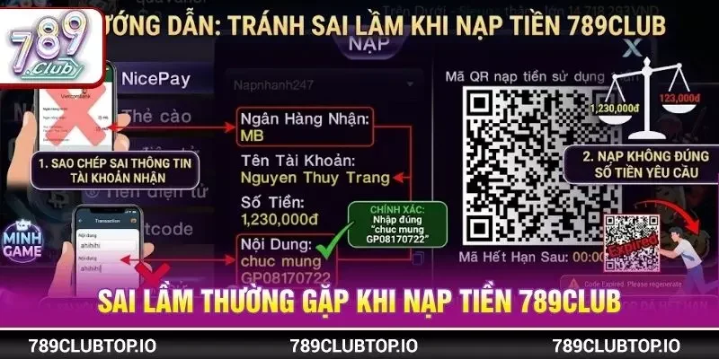 Sai lầm thường gặp khi nạp tiền 789CLUB