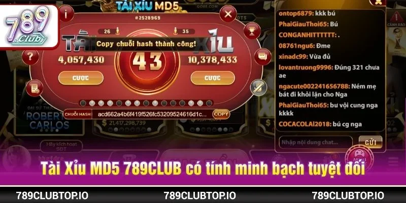 Tài Xỉu MD5 789CLUB là tựa game có tính minh bạch tuyệt đối